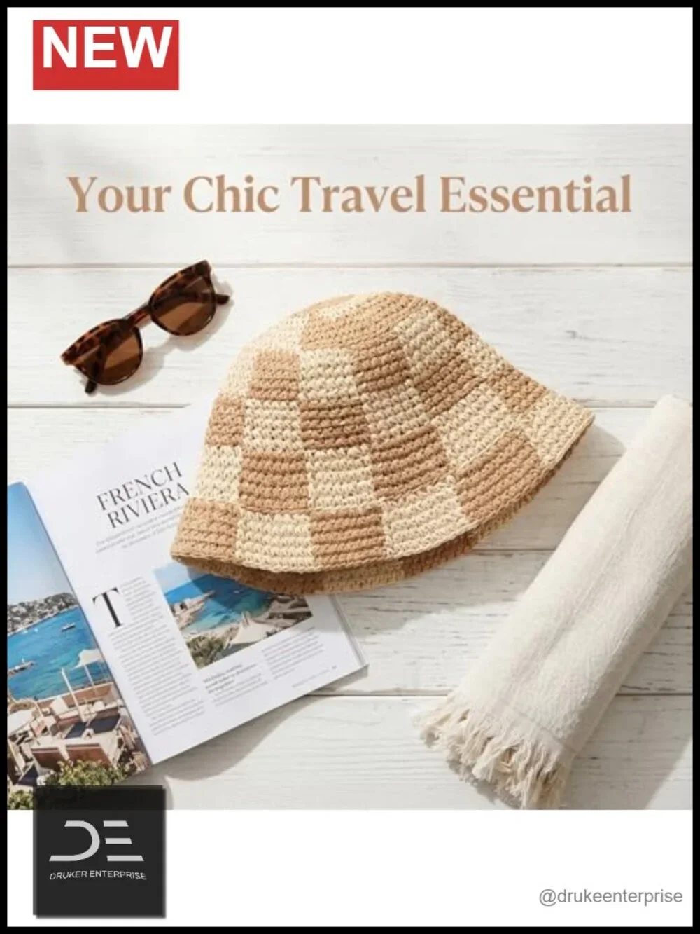 XXL Checkered Straw Sun Hat with Wide Brim for Big Heads UV Protection Foldable